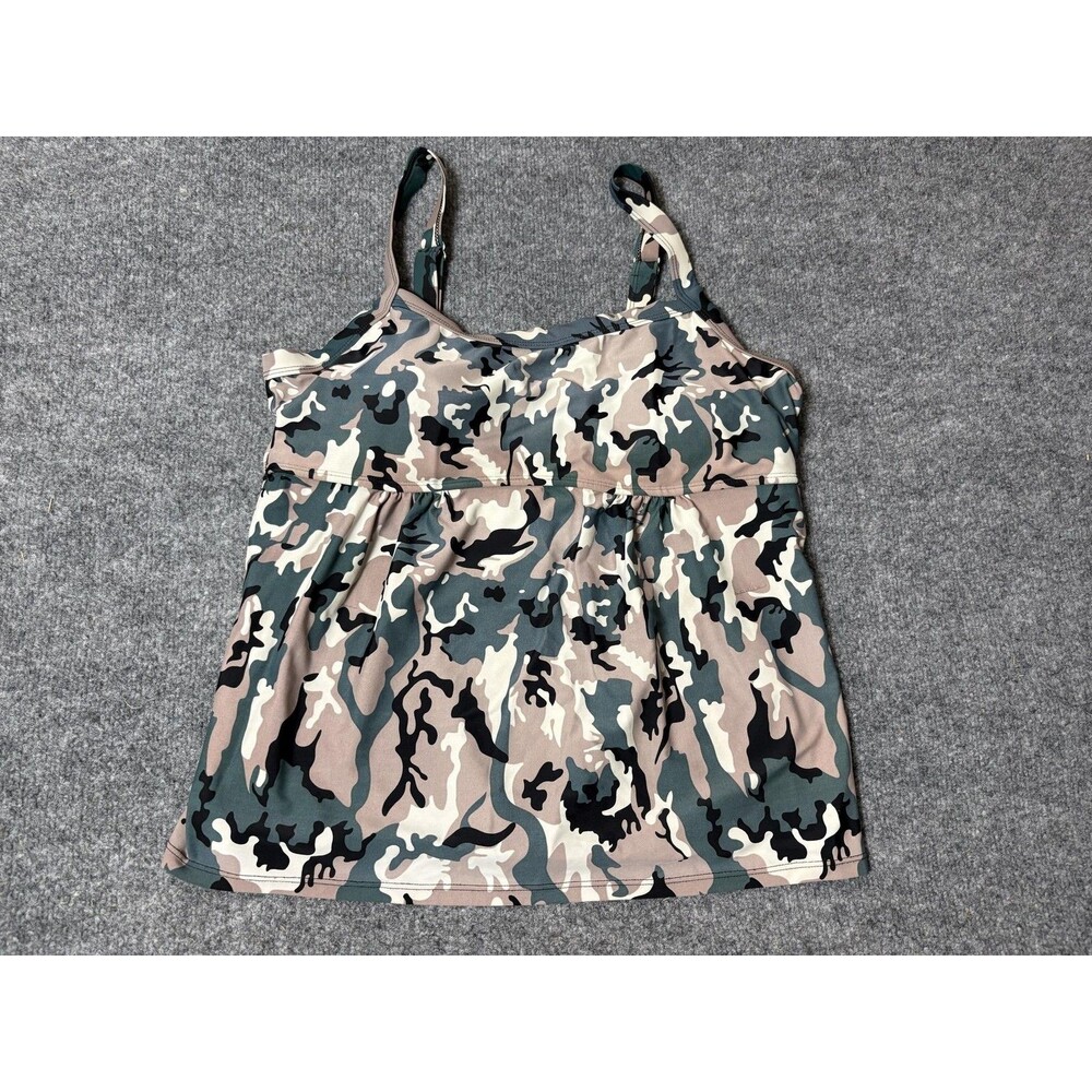 Camo Tankini Swim Top Womens XXL Plus Padded Adjustable Straps Lined Stretch